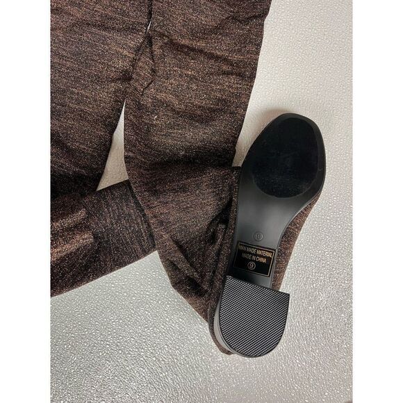 Room of Fashion Over The Knee Block Heel Glitter Thigh Boots Rose Gold 8.5 New - Picture 9 of 10